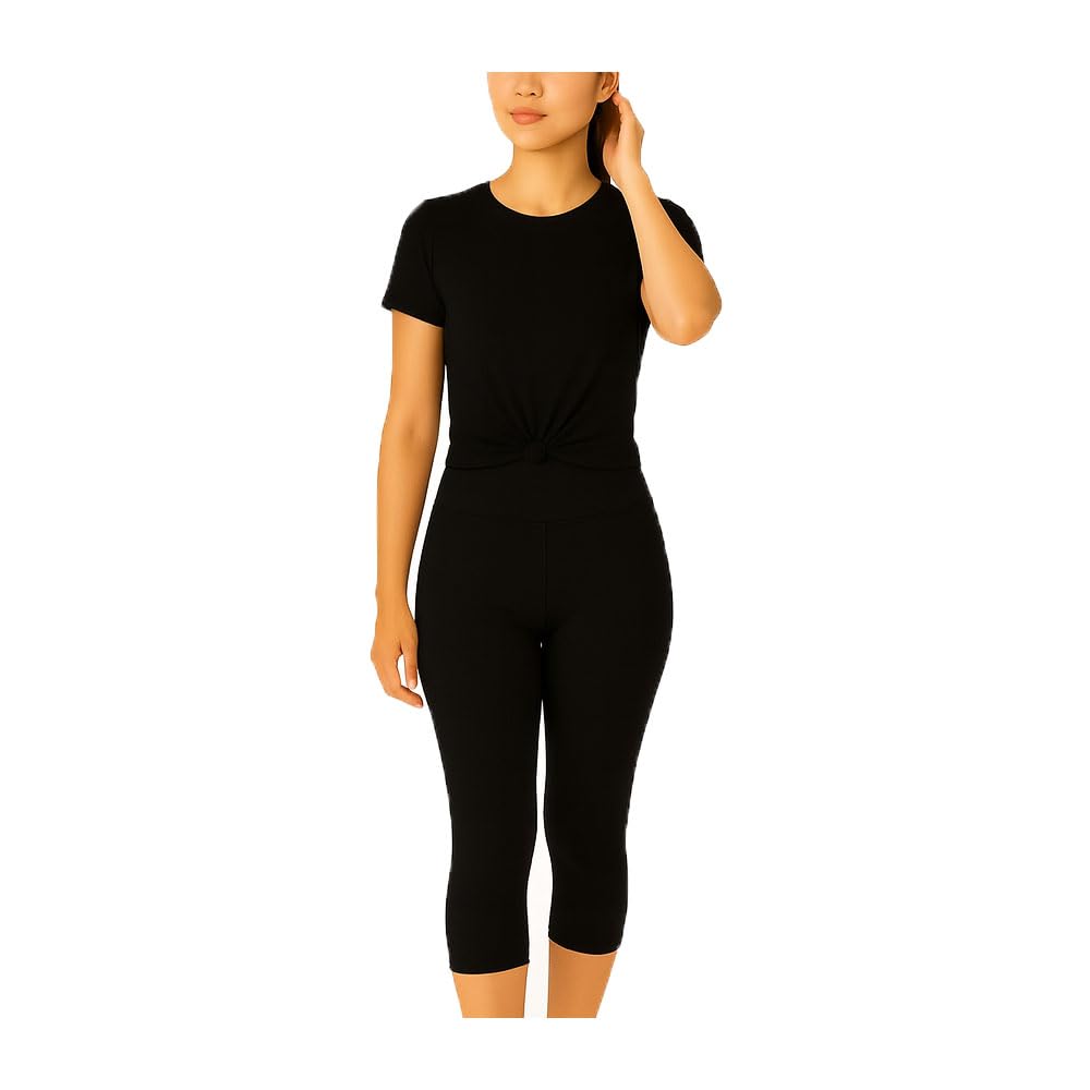 Womens Casual Solid Plain 3/4th Capri for Girls Black (Pack of 1)-picture-38