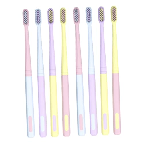 TOPPERFUN 8 piezas Cepillo de Dientes para Adultos Cabezal Pequeño Cerdas Finas Flexibles Diseño Ergonómico Colores Macarrón Viaje Higiene Oral
