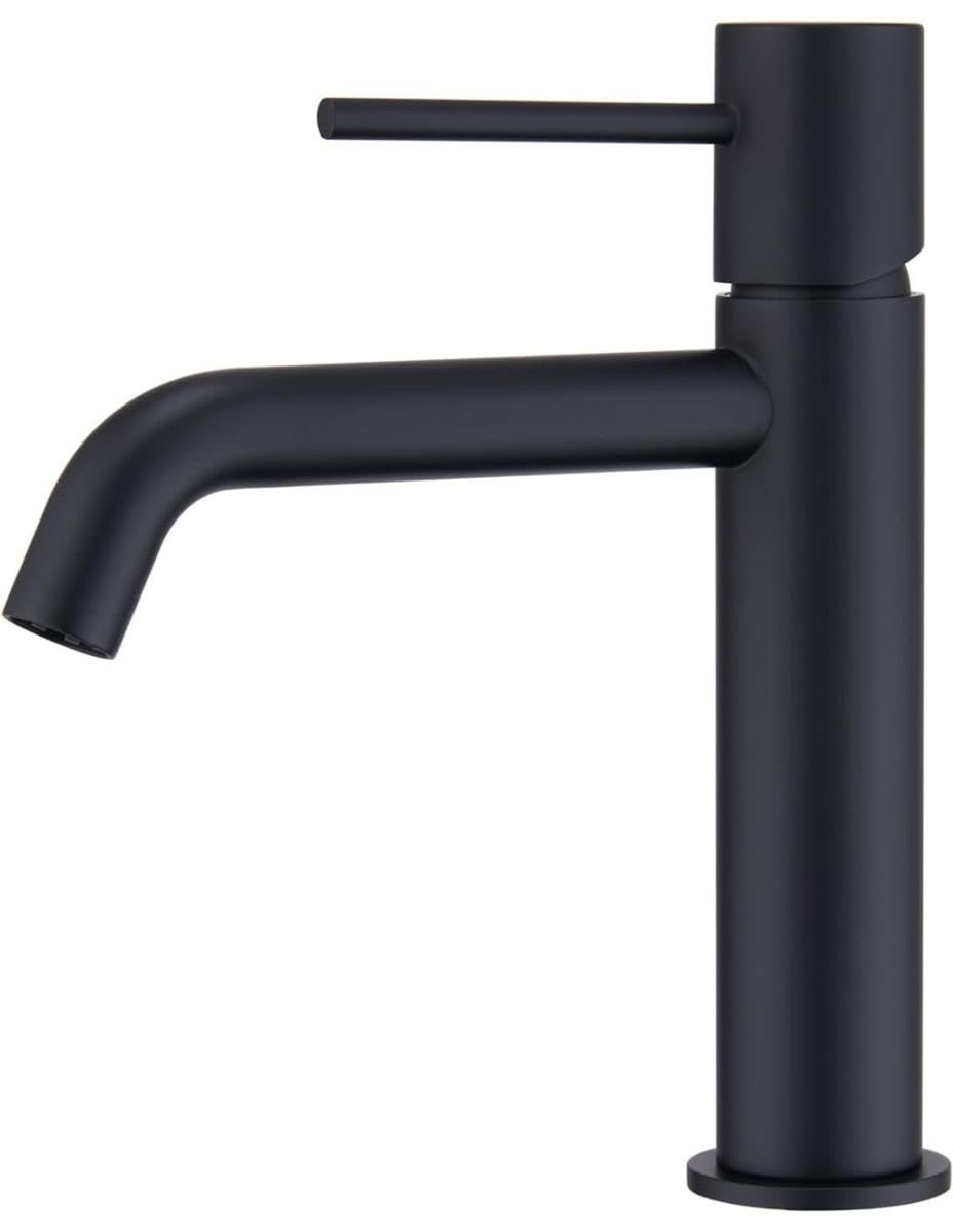 IMEX grifería para lavabo en latón y zama cartucho cerámico 26mm tubos flexibles 3-8 acabado negro mate modelo Monza Imex-BDM039-1NG