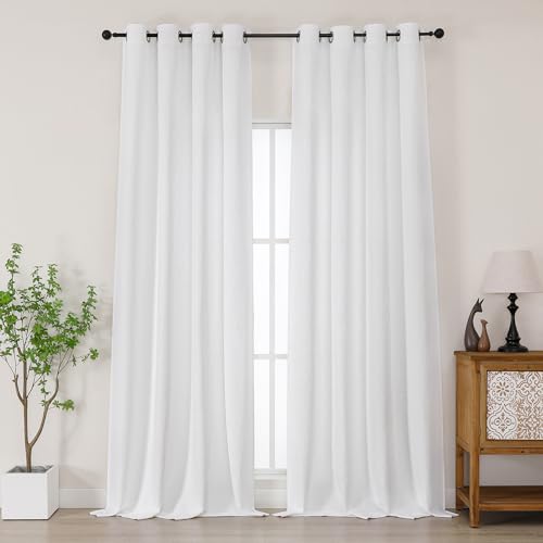 Chyhomenyc White Extra Long Curtains 120 Inch Length, Light Filtering