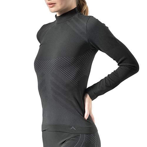 Risalti Maglia Donna Termica, Lupetto Sportivo Manica Lunga, Intimo Termico, Seamless Maglia Realizzato con Filato Speciale Softair Plus® Che garantisce Comfort, traspirabilità e termoregolazione.