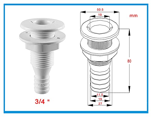 Ferragens para Iates Marítimos Nylon Plastic Thru Hull Bilge Fitting For Bilge Pump Aerator Hose Of