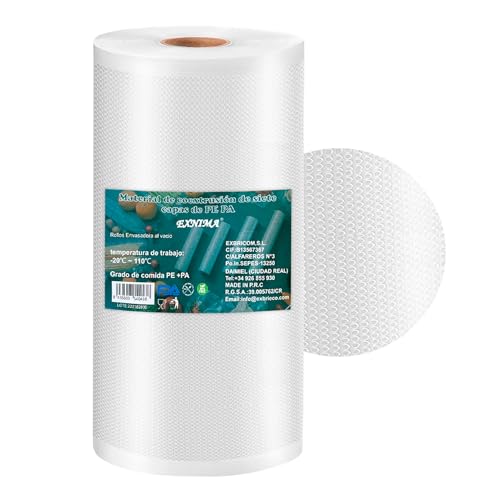 EXNIMA, Rollos de Bolsas para Maquinas de Sellado al Vacío para Envasar 2, 4, 6 u 8 und de 20x300cm, Perfectas para Conservación de Alimentos, Utensilios de Cocina, Plástico