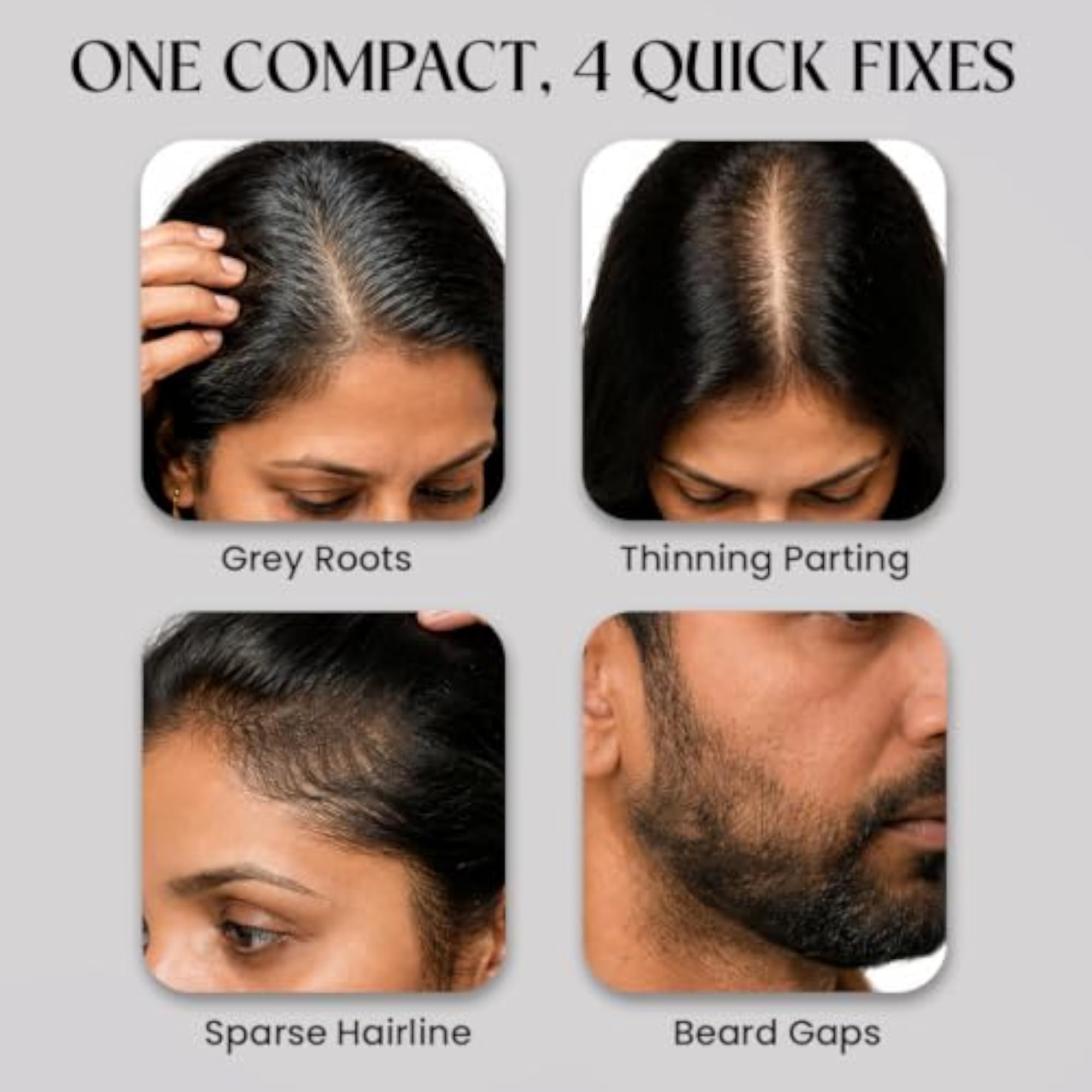 Black Hair Cover-Up Powder, 4g, Instant Grey Touch-Up