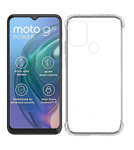 Image of Soft Flexible Silicone Back Cover (Motorola Moto G10 Power, Transparent Case + Screen Guard)