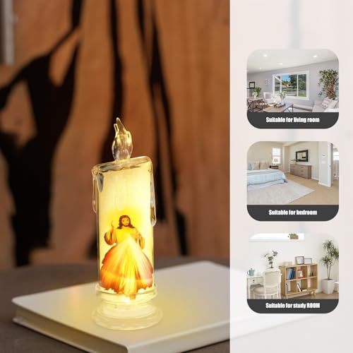 Velas LED religiosas de Jesús luz cálida sin llama para adoración 6