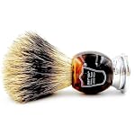 Parker 3-Band Pure Badger Shaving Brush with Faux Horn & Chrome Handle + Stand | 22mm Soft Knot for Dense Lather | Handcrafted Wet Shaving Brush for Cream or Soap | Long Loft - Image 3