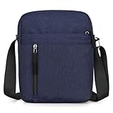 Aucuu Bolso de Hombro, Bolso Bandolera Para Hombre, Bolso de Mensajero Impermeable con Correa Ajustable y Múltiples Bolsillos, para Trabajo, Compras, Escuela, Viajes, Uso Diario -Azul oscuro