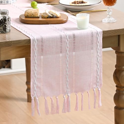Artoid Mode Boho Rosa Landhausstil Quasten Valentinstag Tischläufer, Tisch...