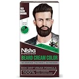 N.i.s.h.a. Beard Colour For Men, Dark Brown, 100% Grey Coverage, No Ammonia, No Stain, No Paraben, Non Drip Vegan Formula, Long Lasting Color in 10 Minutes, 60g Colorant + 60g Developer