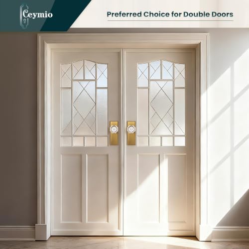 Image of Antique Crystal Dummy Door Knobs Interior, 2 Pack, Antique Brass
