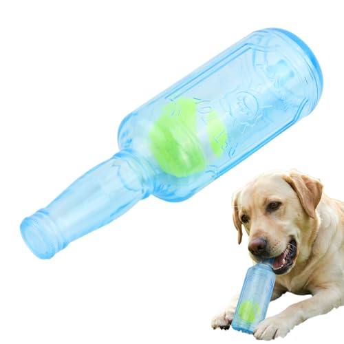 Gioco da Masticare Cani, Giocattolo Interattivo Scricchiolante a Forma di Bottiglia con Palla da Tennis, Accessorio per Cani di Taglia Media e Grande, per Attività Esterne e Addestramento, 20 cm