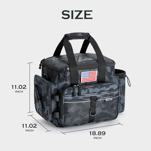 image for Ghosthorn Fishing Tackle Bag with Rod Holder Saltwater & Freshwater Re