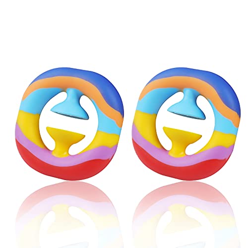 Stress Relief Fidget Snapper Fidget Toy Hand Grip Squeeze Grab Snap Sensory Toys Party Snappers Noise Maker Stress Relief Pop Pops Click Finger Sensory Fidget Toy for Child and Adults 2 Pack (Rainbow)