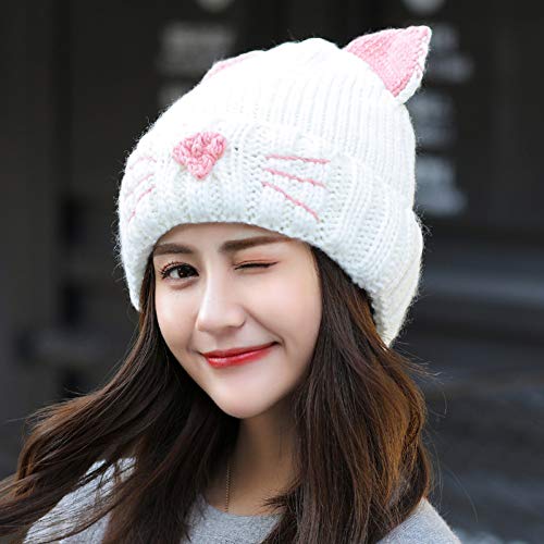 Bonnet tricoté d'oreille de chat confortable pour étudiante frileuse