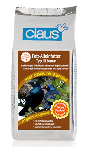 claus Fett-Alleinfutter III braun | 1 kg | Grobkörniges Weichfutter für Wildvögel wie Stare, Drosseln, Dohlen | Mit wertvollen Insekten, Vitaminen und Sojaöl | Fütterungsfertig