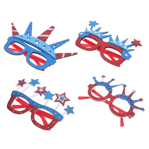 FOMIYES 4Pcs Patriotic Star Glasses for Independence Day Flag Sunglasses Fun Party Props for Celebrations for Indoor and Outdoor Events Unique Statue