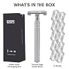Keropy Double Edge Safety Razor, Single Blade razor for Men & Women, Shaving Razor with 10 Razor Blade, Metal Razor - Silver