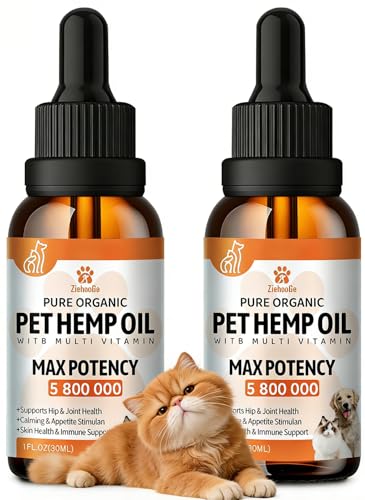 ziehooGe mp Oil for Dogs Cats (2 Packs) Organic Pet Calming Drops Anxity Relief & Strss & Pin Rlief Supports Health Hip Joint Rlaxation & Slep