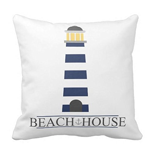 Beach House Pillow Case Navy Blue Lighthouse Throw Pillow Case