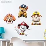 Paw Patrol Puppy Faces Wall Decals - Chase Marshall Rubble Skye Vinyl Wall Sticker Bedroom Decorations - Paw Patrol Room Decor Peel and Stick