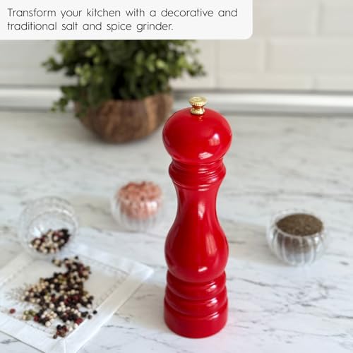 Glios Walnut Color Wooden Black Pepper Hand Mill 22 cm-8.66 inch (Red) by Glios - Image 4
