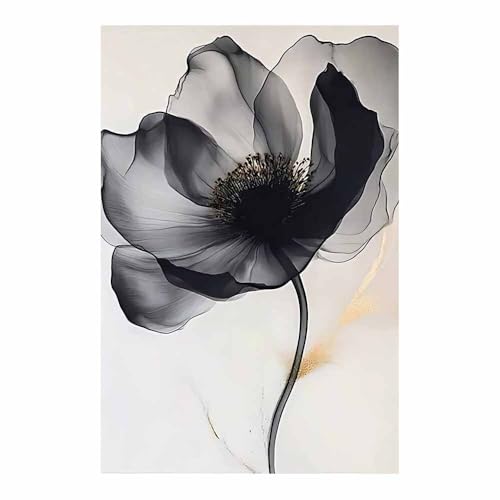 Image d'art fleur translucide noire pour décoration murale chic 70x100cm