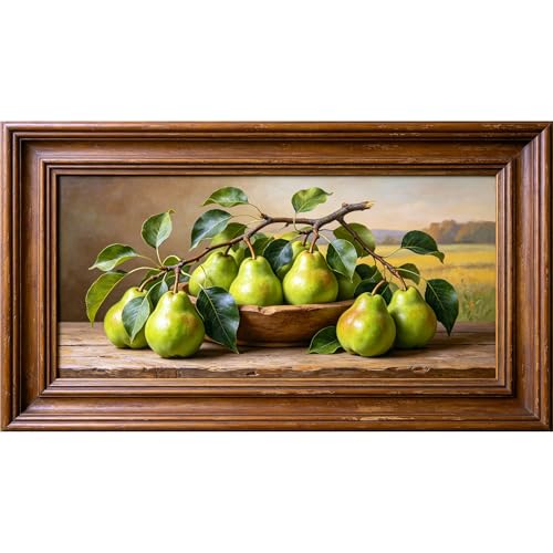 Peinture huile poire verte 3D pour une cuisine lumineuse