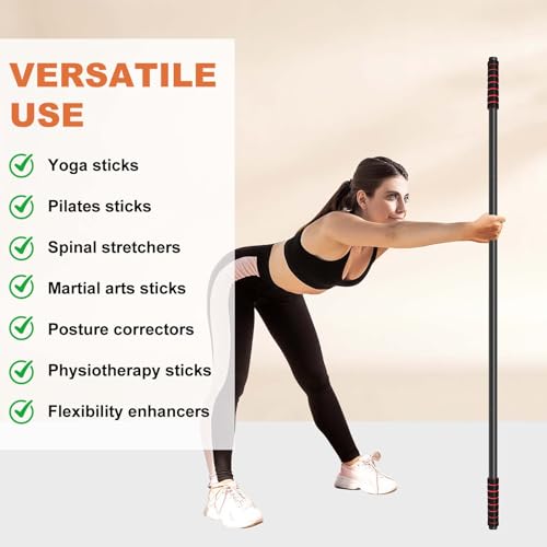 RACOC Yoga Stick Sturdy Steel, 5 Ft Adjustable Stretching Stick for Mobility, Flexibility and Balance, Versatile Exercise Stick with Non-Slip Ends and Foam Handles for Fitness, and Posture by RACOC - Image 4