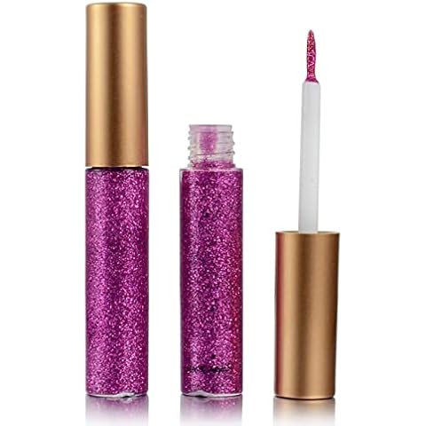 DekRion Glitter Eyeliner,Purple-Red Giltter Eyeliner, Long-lasting Waterproof Eyeliner Eye Glitter Makeup, Silver, Gold, Purple Green High-pigmented Colorful Glitter Eyeliner Liquid Cover