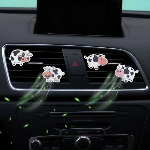 Image of 6 Pcs Cow Print Air Vent Clips, Cute Cow Car Air Fresheners Vent Clips Cute Car Interior Decor Funny Decoration Accessories for Women Men