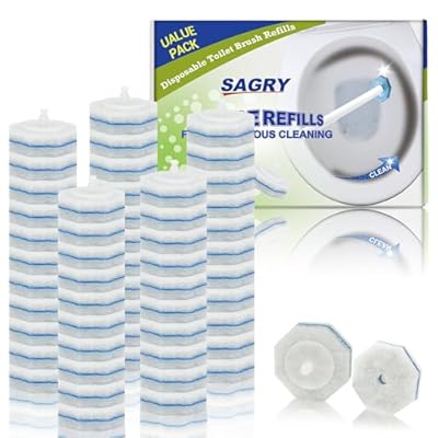 Sagry 50 Counts Disposable Toilet Bowl Wand Refills, 5X Cleaning Power Toilet Cleaner Refill Pads, Deep Cleaning, No Falling Apart, Fresh Fragrance, Compatible with Most Toilet Brushes