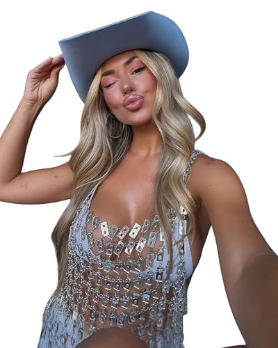 Image of AIBEARTY Women's Sexy Multi-Layer Metal Chain Crop Tops Hollow Out Halter Backless Tassel Camisoles for Rave Party Club