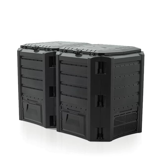 Modular Garden Composter Bin Thermal Organic Fertilizer Compost System, Multiple Models Available for Efficient Outdoor Composting, Black Plastic, 800 Litres Composter