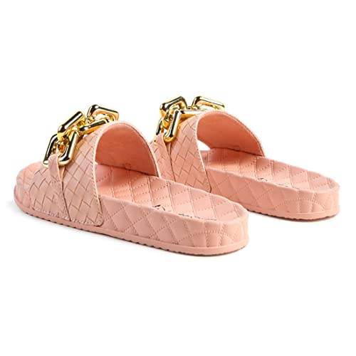 Image of London Rag Bling Chain Strap Woven Slip On Flats