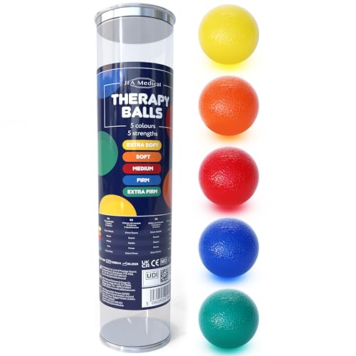 JFA Medical Hand Therapy Exercise Balls 5 Strengths - Extra Soft Soft Medium Firm Extra Firm