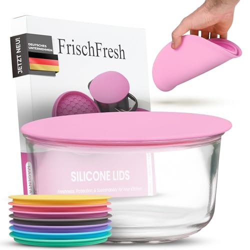 FrischFresh 16cm magenta, tapa flexible, hermética, base para ollas y cuencos, sellado al aire y luz, ahorra espacio, duradera, apta microondas, sin BPA, -40°C +200°C