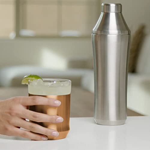 Elevated Craft Hybrid Cocktail Glass Premium Vacuum Insulated Steel Base With Removable Glass Insert - 12Oz Rocks Glass, Double Old Fashioned Lowball For Margaritas, Bourbon, Whiskey - Copper #TOP5