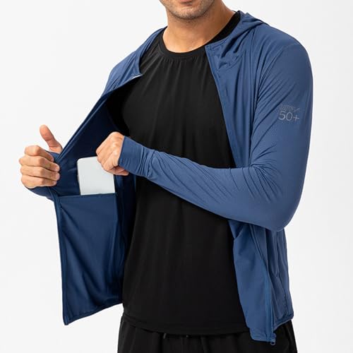 Rash Guard for Men Long Sleeve Work Shirts Zip Up Athletic Sun Protection Lightweight Surfing Hoodie with Thumb Holes4