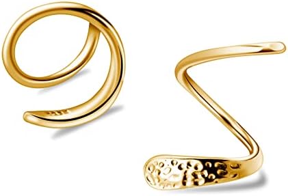 Spiral Threader Earrings, 14k Gold Earrings for Women, Handmade Drop Dangle Open Hoops Twisted Linear Curved Pull Through Earrings