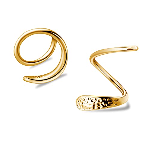 Spiral Threader Earrings, 14K Gold Earrings For Women, Handmade Drop Dangle Open Hoops Twisted Linear Curved Pull Through Earrings #TOP1