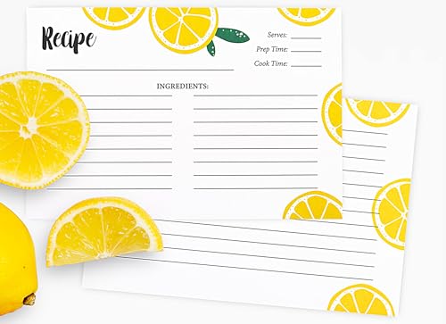 Outshine Premium Recipe Cards 4x6 Inches, Fruit Design (Set of 50) | No-Smear Double Sided Thick Cardstock | Bulk Blank Recipe Cards for Recipe Box 4x6 Recipe Holders | Great Gift for Everyone