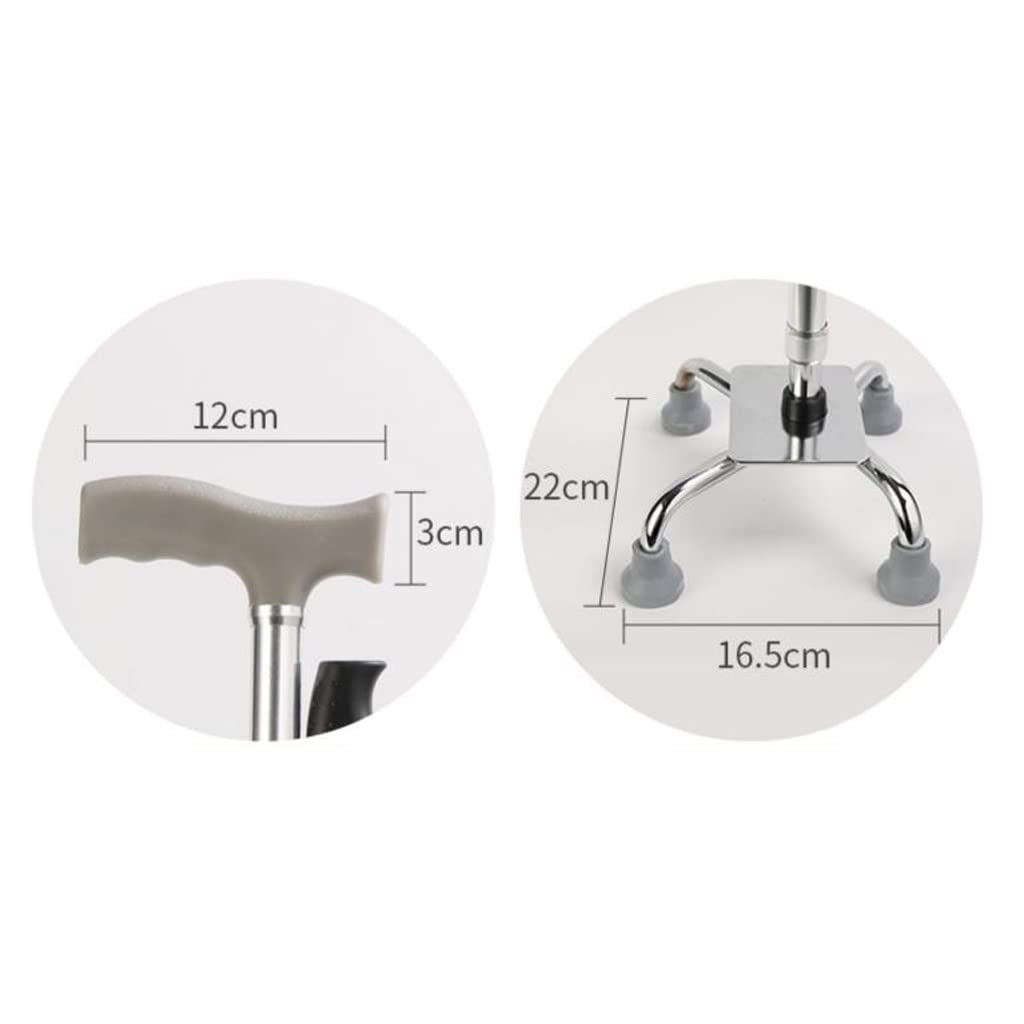 GCX- Ocho muletas Individuales, bastón de Cuatro Esquinas for Ancianos, bastón de Cuatro Patas, pasamanos de Acero Inoxidable, muletas de Terapia, Batalla Antideslizante Firma
