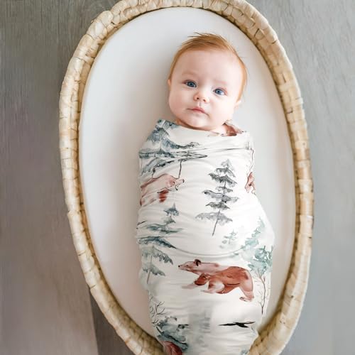 GRSSDER Baby Blankets Super Soft Jersey Knit Swaddle Blanket for Baby Girls and Boys, Double Layer Receiving Blankets 34 x 44 Inches Extra Large for Swaddling, Cute Bear - Thumbnail 2