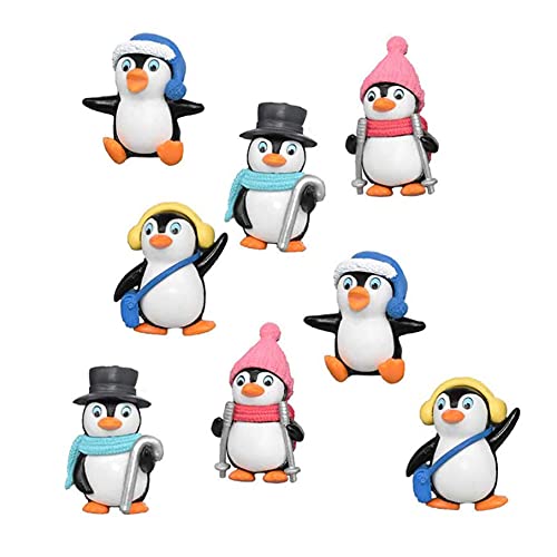Cisixin 8pcs Mini Figurines de Pingouin, Miniature Figurines de Pingouin, Décoration de Table, Décoration de Jardin