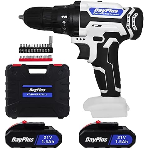 Cordless Impact Drill Screwdriver with 2Pcs 1.5AH Li-ion Batteries, 2 Speed 0-1400RPM, 45Nm 25+1 Torque, Flexible Shaft, Include 29Pcs Accessories and Case, Electric Impact Drill Easy to Operate Cover