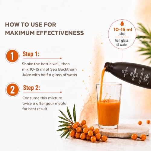 Image of Sea Buckthorn Juice (300ml) | Antioxidant Rich Immunity Booster Drink | Natural Vitamin C Omega 3 6 7 9 Superfruit Juice for Skin Glow, Digestion & Energy | No Added Sugar