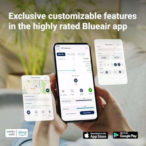 Blueair Classic Pro CP7i Premium Air Purifier for Home, Smart Air Purifier for Pet Allergens, Quiet, Blue Light Sterilisation | Tackles Viruses & Bacteria | Purifies up to 130m² in 30 minutes