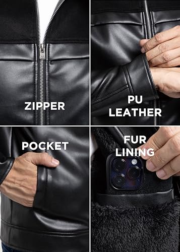 Image of X-Ray Men's Slim Fit Faux-Leather Moto Jacket with Removable Hood