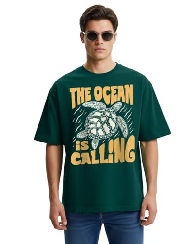Image of Cotton Blend Oversized Baggy Fit Drop Shoulder Round Neck Graphic Printed Half Sleeve T-Shirt Combo for Men (Pack of 3) (Available Sizes: S to 2XL)